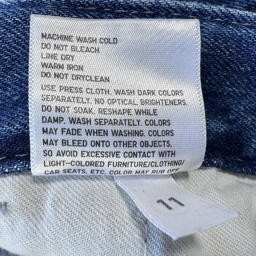 UNIQLO Wide Baggy Tapered Jeans Denim Unisex Large Slash Pockets Loose Blue